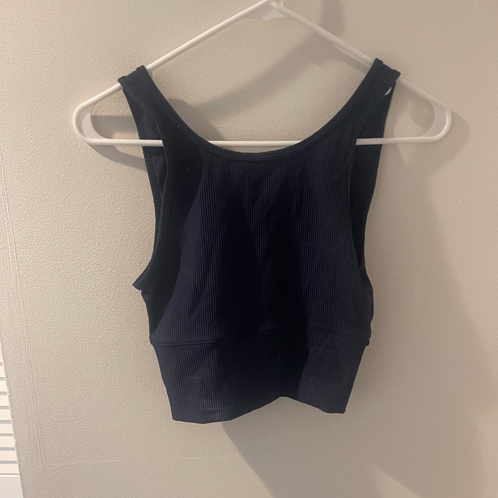 Lululemon Navy Power Pivot Ribbed Tank